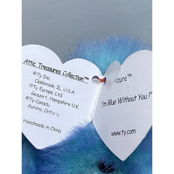 AZURE Blue Bear Ty Attic Treasures Jointed Stuffed Collectible Tags - Picture 3 of 9